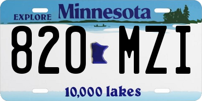 MN license plate 820MZI