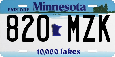 MN license plate 820MZK