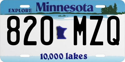 MN license plate 820MZQ