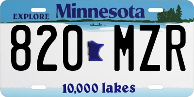 MN license plate 820MZR
