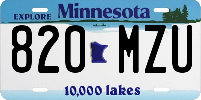 MN license plate 820MZU