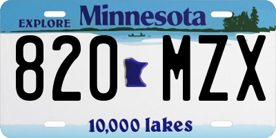 MN license plate 820MZX