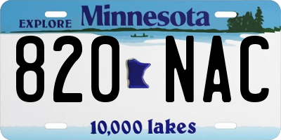 MN license plate 820NAC