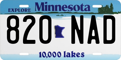 MN license plate 820NAD