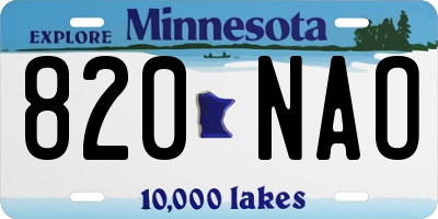 MN license plate 820NAO