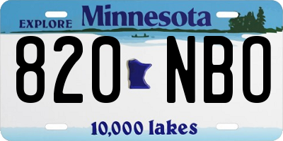 MN license plate 820NBO