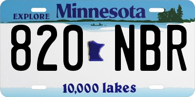 MN license plate 820NBR
