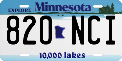MN license plate 820NCI