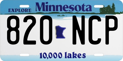 MN license plate 820NCP