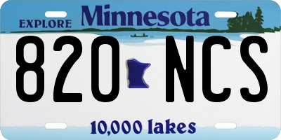 MN license plate 820NCS