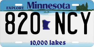 MN license plate 820NCY