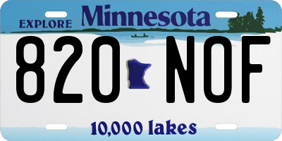 MN license plate 820NOF
