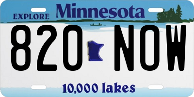MN license plate 820NOW