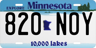 MN license plate 820NOY