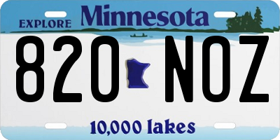 MN license plate 820NOZ
