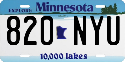 MN license plate 820NYU