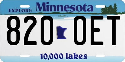 MN license plate 820OET