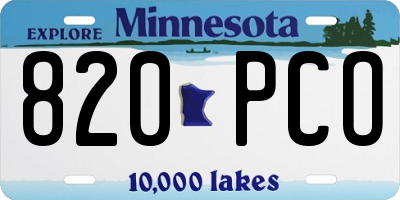 MN license plate 820PCO