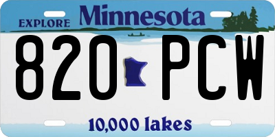 MN license plate 820PCW