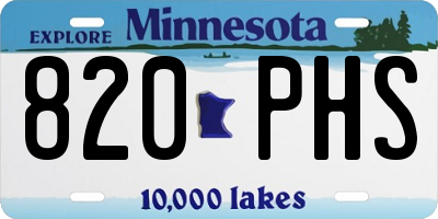 MN license plate 820PHS