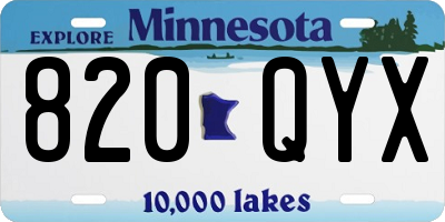 MN license plate 820QYX