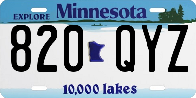 MN license plate 820QYZ
