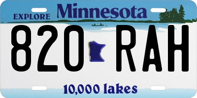 MN license plate 820RAH
