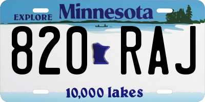 MN license plate 820RAJ