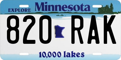 MN license plate 820RAK