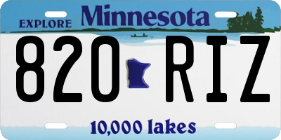 MN license plate 820RIZ