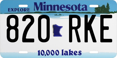 MN license plate 820RKE