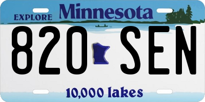 MN license plate 820SEN