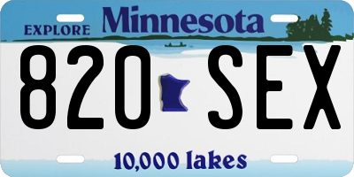 MN license plate 820SEX