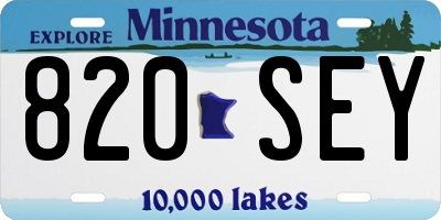 MN license plate 820SEY