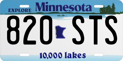 MN license plate 820STS