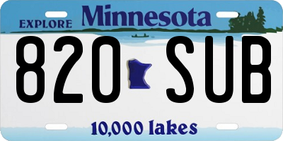 MN license plate 820SUB