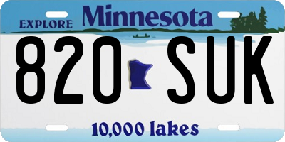 MN license plate 820SUK