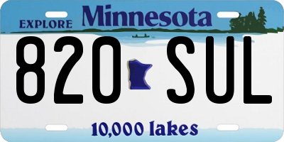 MN license plate 820SUL