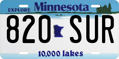 MN license plate 820SUR