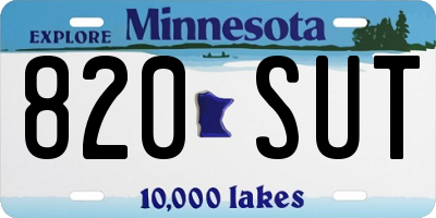 MN license plate 820SUT
