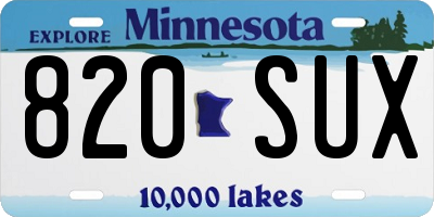 MN license plate 820SUX