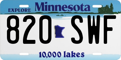 MN license plate 820SWF