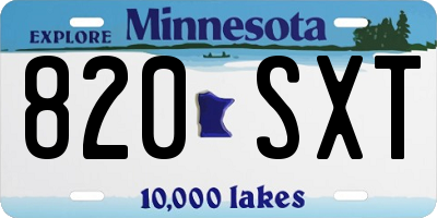 MN license plate 820SXT