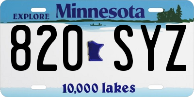 MN license plate 820SYZ
