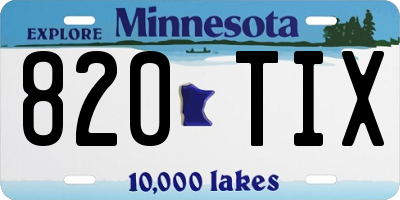 MN license plate 820TIX