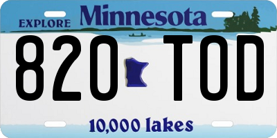 MN license plate 820TOD