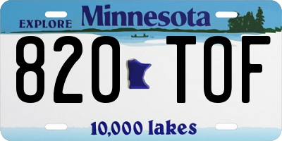 MN license plate 820TOF