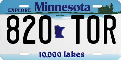 MN license plate 820TOR
