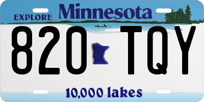 MN license plate 820TQY