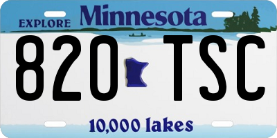 MN license plate 820TSC